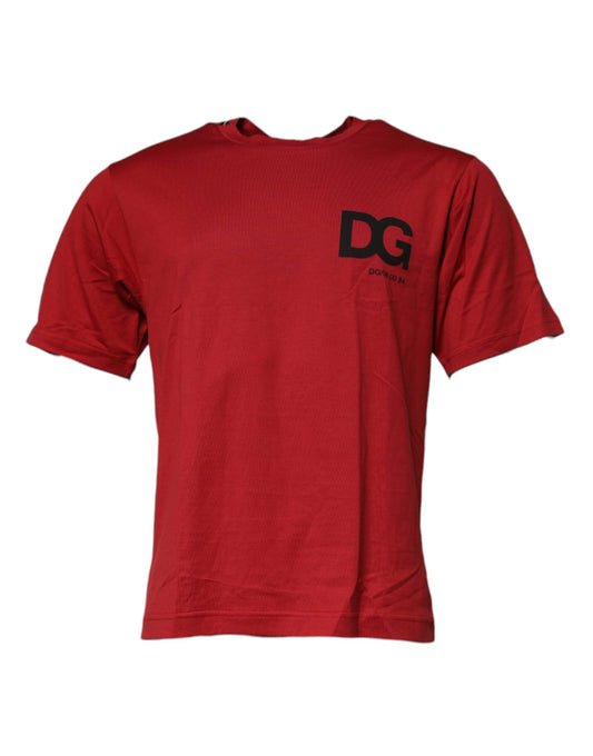 Red DG Logo Cotton Crew Neck T-shirt-Dolce & Gabbana-LabelTerrace.com