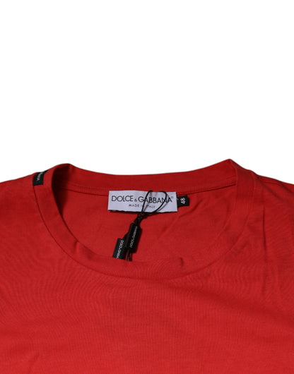 Red DG Logo Cotton Crew Neck T-shirt-Dolce & Gabbana-LabelTerrace.com