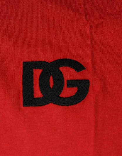 Red DG Logo Cotton Crew Neck T-shirt-Dolce & Gabbana-LabelTerrace.com