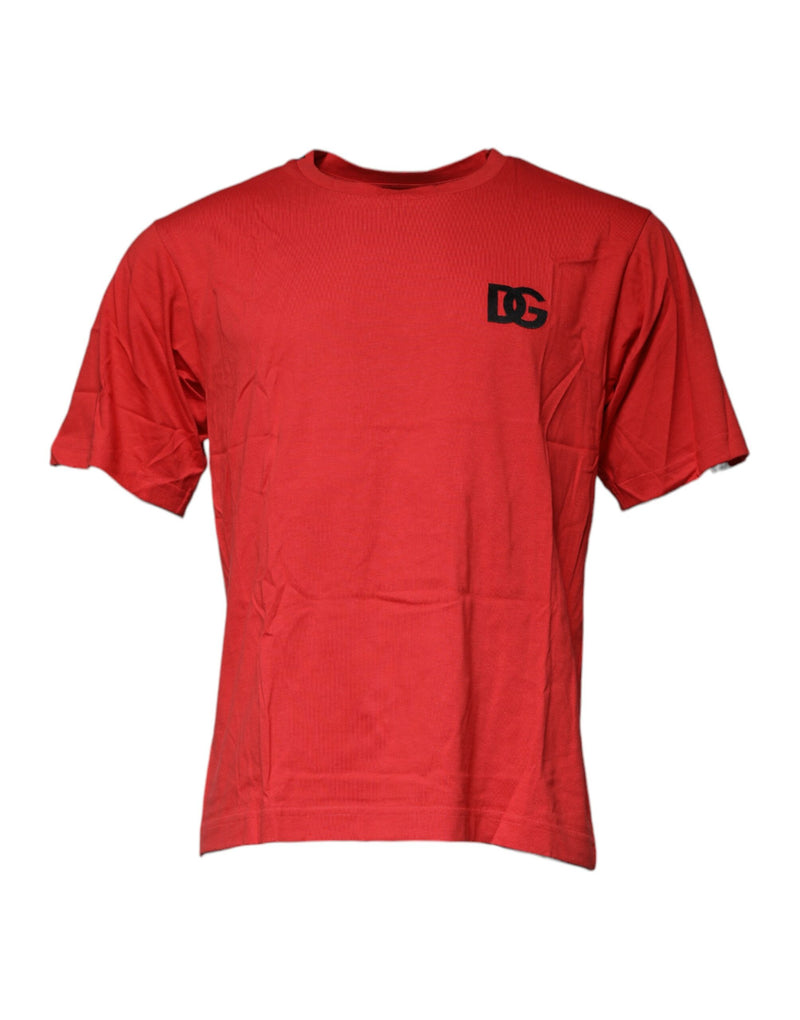 Red DG Logo Cotton Crew Neck T-shirt-Dolce & Gabbana-LabelTerrace.com