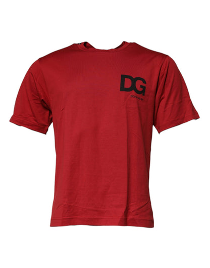 Red DG Logo Cotton Crew Neck T-shirt-Dolce & Gabbana-LabelTerrace.com