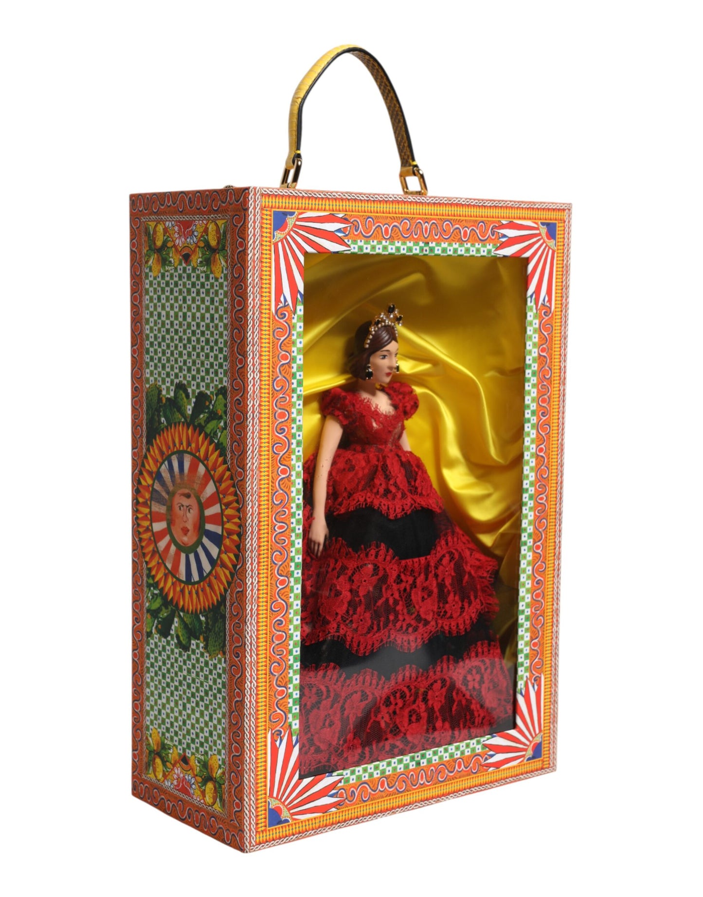 Red Dress Ceramic Porcelain Fashion Box Leather Sicily Dolls-Dolce & Gabbana-LabelTerrace.com