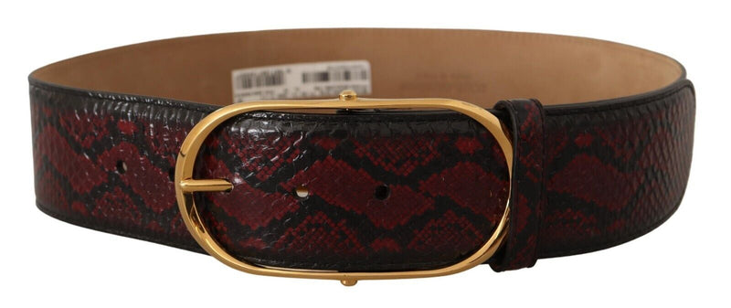 Red Exotic Leather Gold Oval Buckle Belt-Dolce & Gabbana-LabelTerrace.com