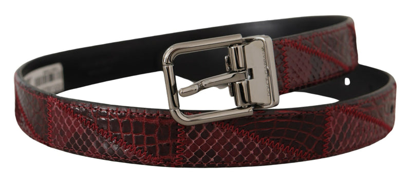 Red Exotic Leather Metal Logo Buckle Belt-Dolce & Gabbana-LabelTerrace.com