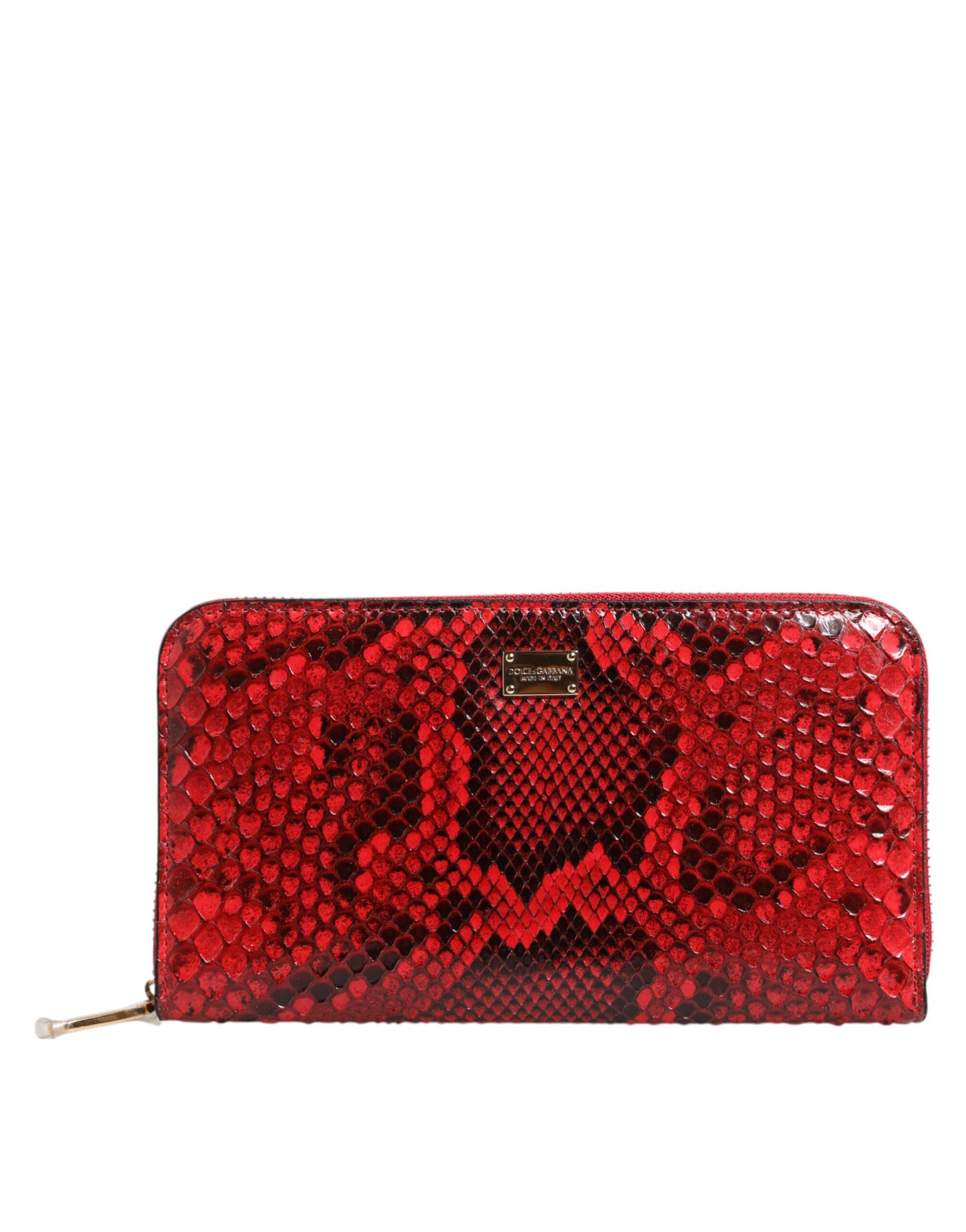 Red Exotic Leather Zip Around Continental Clutch Wallet-Dolce & Gabbana-LabelTerrace.com