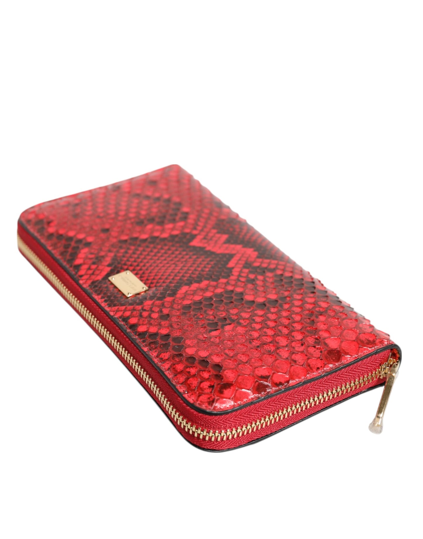 Red Exotic Leather Zip Around Continental Clutch Wallet-Dolce & Gabbana-LabelTerrace.com
