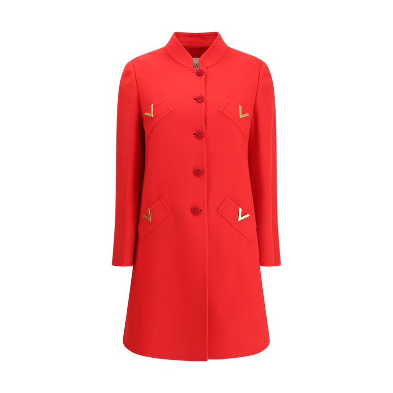 Red Fleece Wool Coat