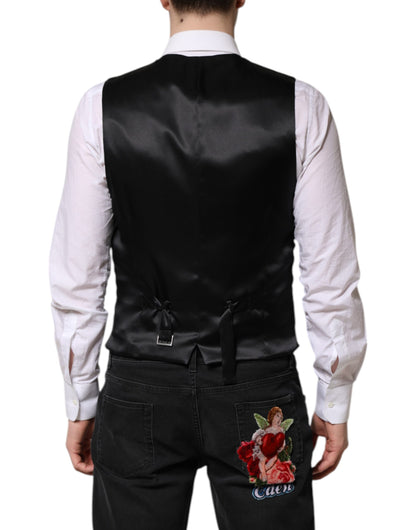 Red Floral Brocade Formal Men Waistcoat Vest-Dolce & Gabbana-LabelTerrace.com