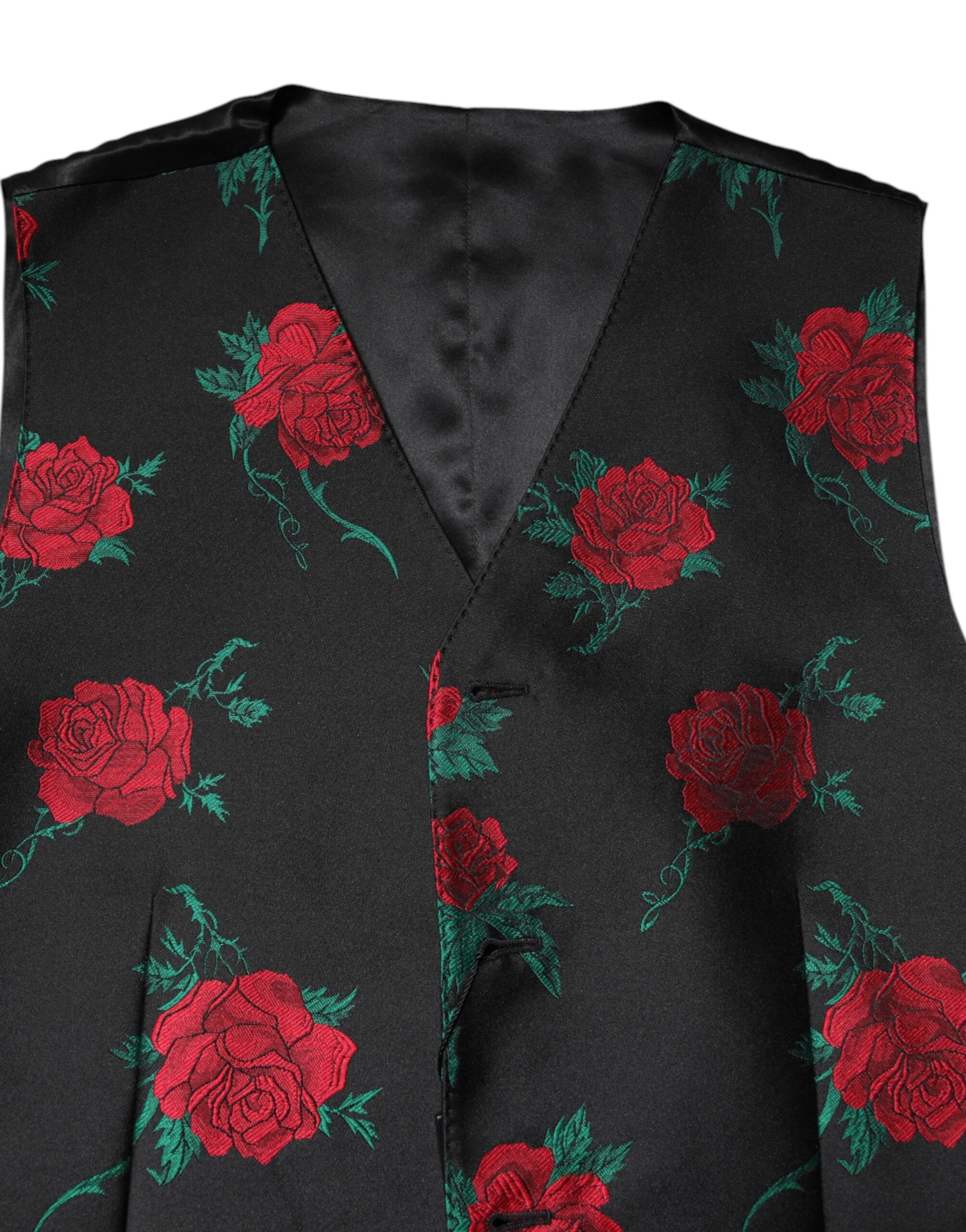 Red Floral Brocade Formal Men Waistcoat Vest-Dolce & Gabbana-LabelTerrace.com