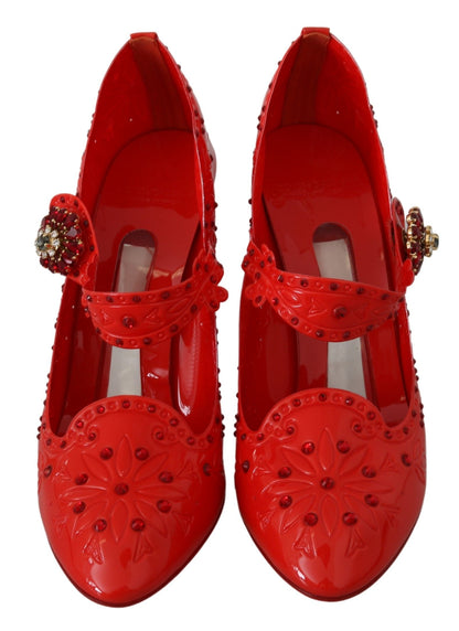 Red Floral Crystal CINDERELLA Heels Shoes-Dolce & Gabbana-LabelTerrace.com