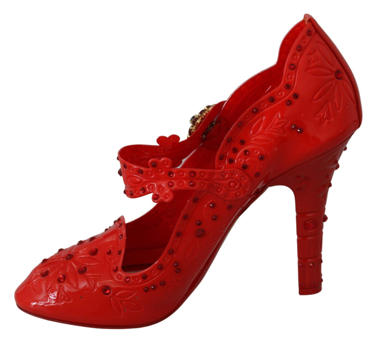 Red Floral Crystal CINDERELLA Heels Shoes-Dolce & Gabbana-LabelTerrace.com