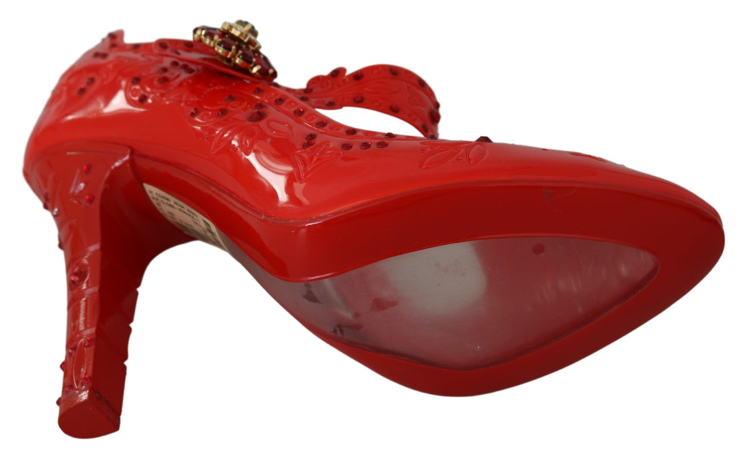 Red Floral Crystal CINDERELLA Heels Shoes-Dolce & Gabbana-LabelTerrace.com