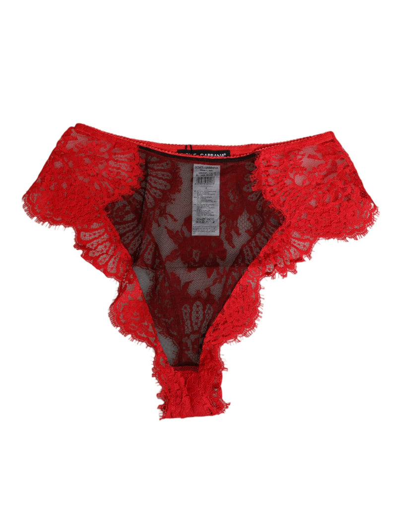 Red Floral Lace Sheer Briefs Women Underwear-Dolce & Gabbana-LabelTerrace.com