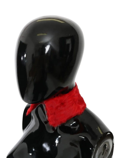 Red Fur Neck Collar Wrap Lambskin Scarf-Dolce & Gabbana-LabelTerrace.com