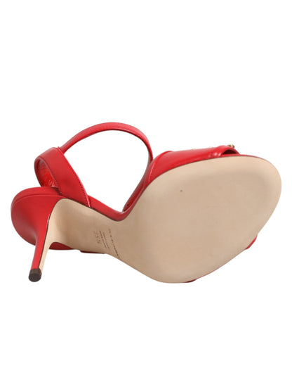 Red Leather DG AMORE Heels Sandals Shoes