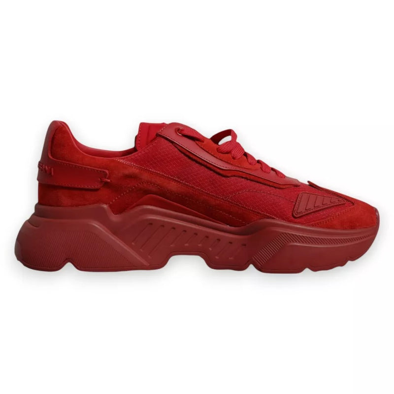 Red Leather Daymaster Low Top Sneakers Shoes-Dolce & Gabbana-LabelTerrace.com