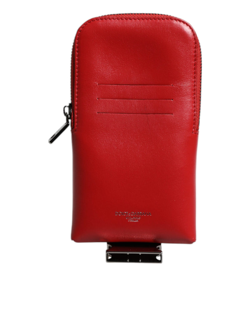 Red Leather Logo Zip Around Card Holder Wide Strap Wallet (Copy)-Dolce & Gabbana-LabelTerrace.com