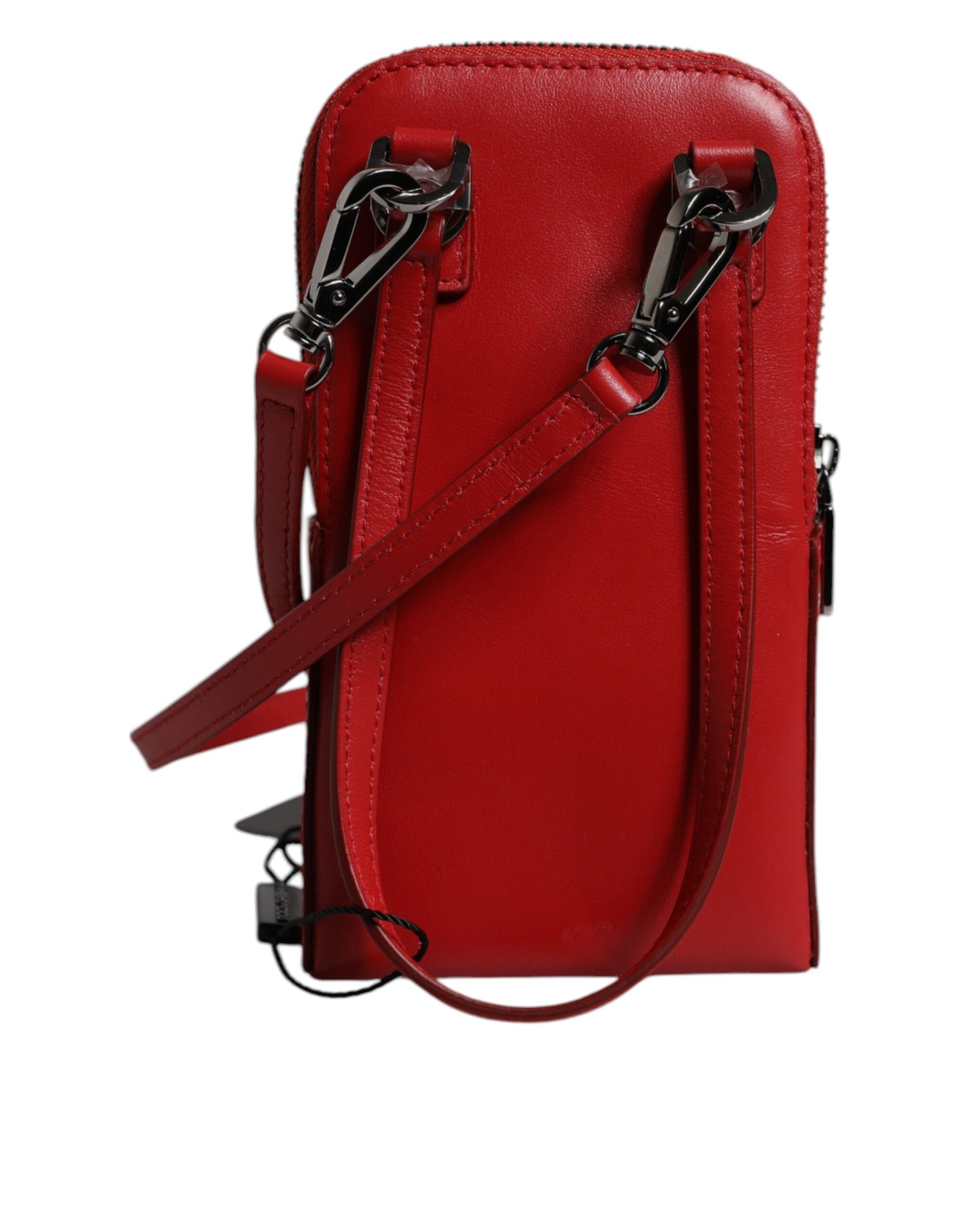 Red Leather Purse Phone Sling Crossbody Neck Strap Bag-Dolce & Gabbana-LabelTerrace.com