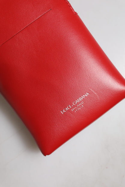 Red Leather Purse Phone Sling Crossbody Neck Strap Bag-Dolce & Gabbana-LabelTerrace.com
