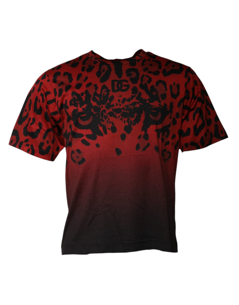 Red Leopard Cotton Short Sleeves T-shirt-Dolce & Gabbana-LabelTerrace.com