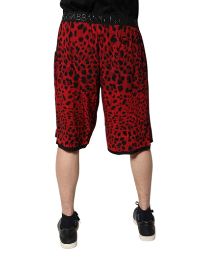 Red Leopard Print Viscose Bermuda Shorts-Dolce & Gabbana-LabelTerrace.com