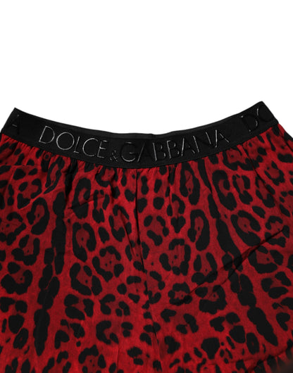 Red Leopard Print Viscose Bermuda Shorts-Dolce & Gabbana-LabelTerrace.com