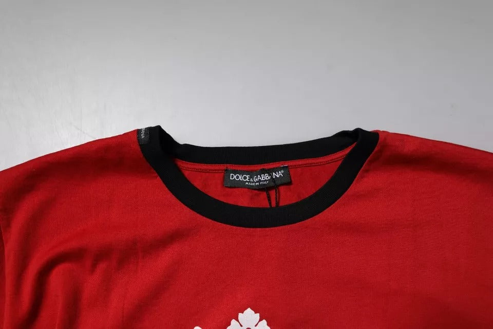 Red Logo Crown Cotton Crew Neck T-shirt-Dolce & Gabbana-LabelTerrace.com