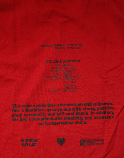 Red Logo Eye Print Cotton Short Sleeve T-shirt