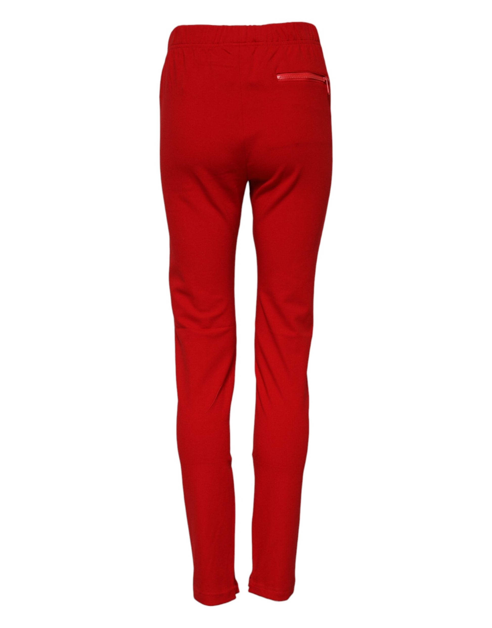 Red Mid Waist Slim Fit Pants-Dolce & Gabbana-LabelTerrace.com