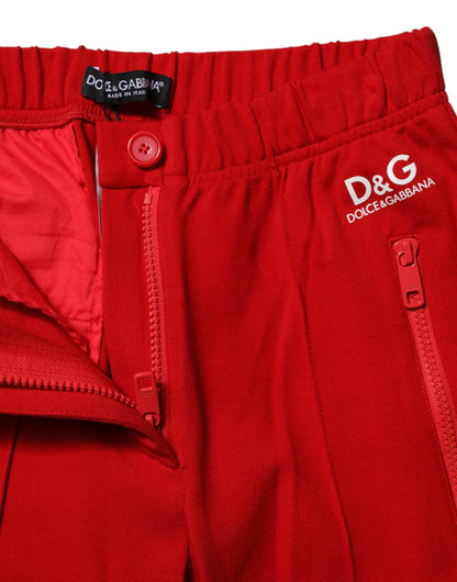 Red Mid Waist Slim Fit Pants-Dolce & Gabbana-LabelTerrace.com