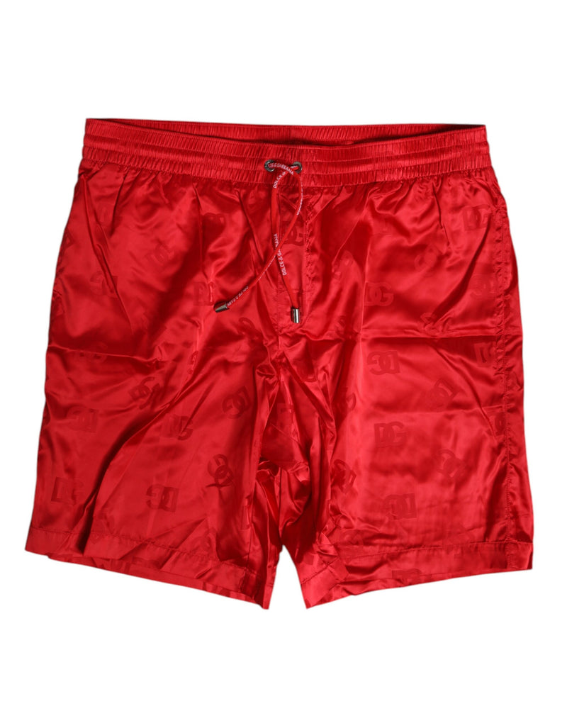 Red Nylon Drawstring Beachwear Shorts Swimwear-Dolce & Gabbana-LabelTerrace.com