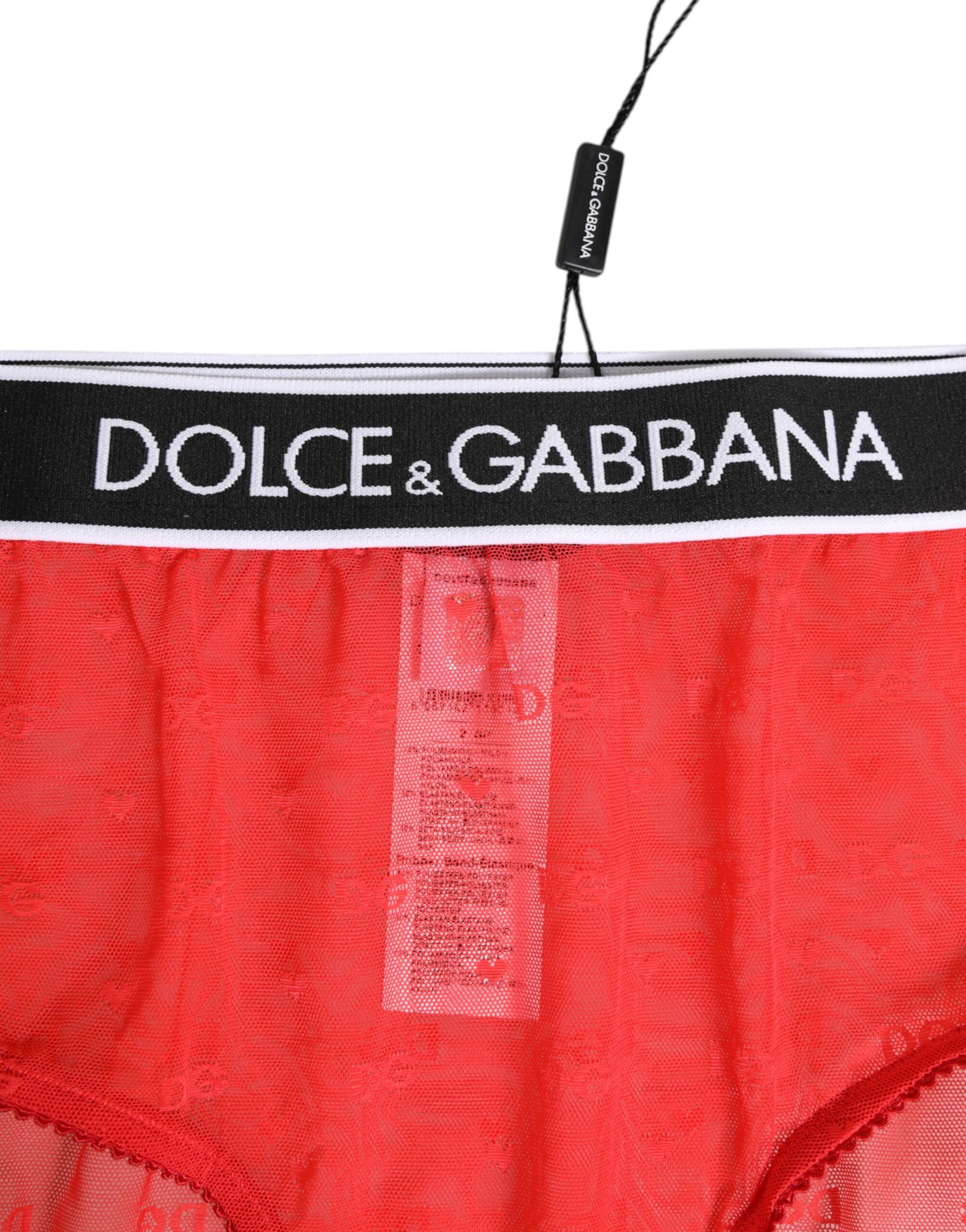 Red Nylon Logo Waistband Brief Panty Underwear