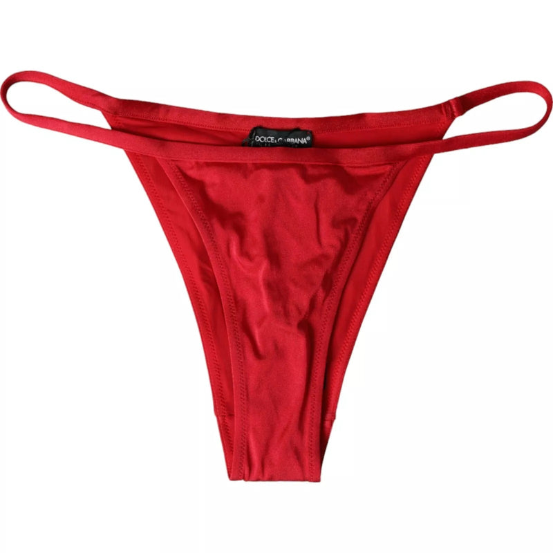 Red Nylon Stretch Beachwear Swimwear Bottom Bikini-Dolce & Gabbana-LabelTerrace.com