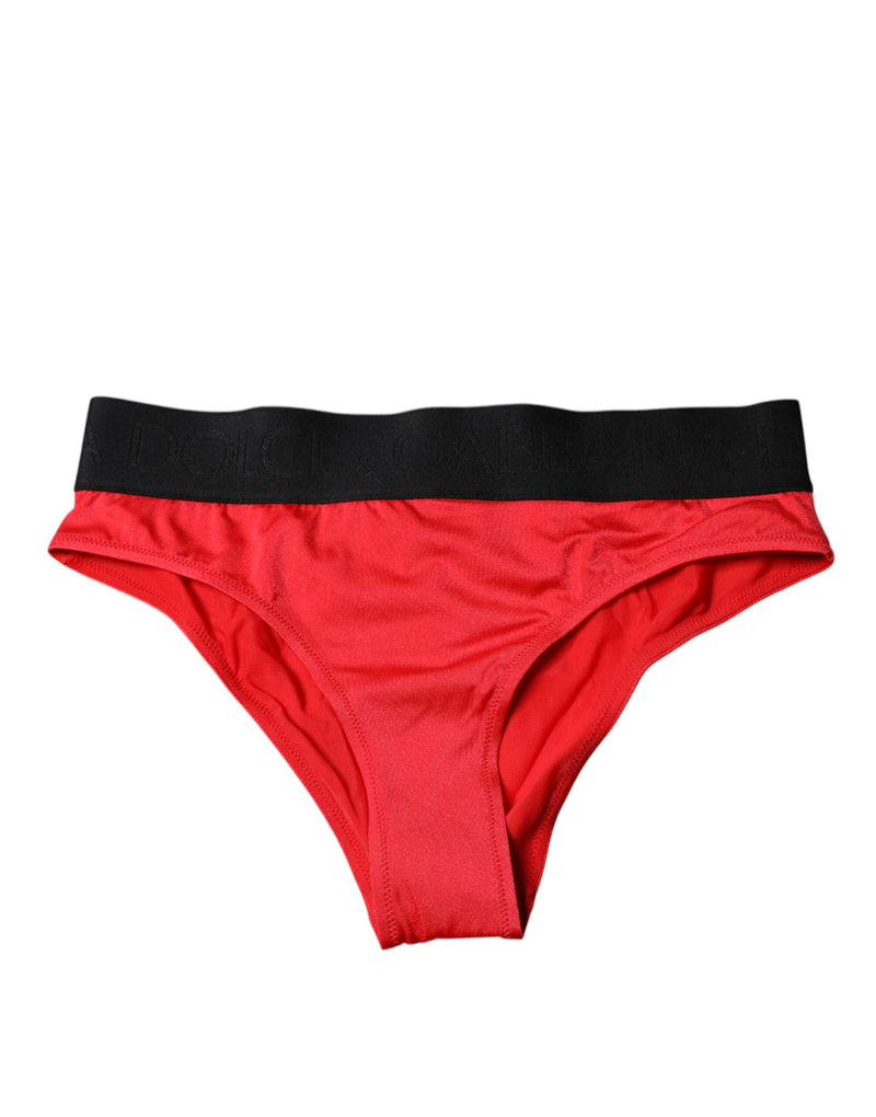 Red Nylon Stretch Mid Waist Panty Underwear-Dolce & Gabbana-LabelTerrace.com