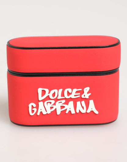 Red PVC DG Logo Embossed Men Flip Holder Airpods Case