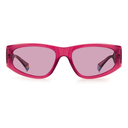 Red Plastic Sunglasses-Polaroid-LabelTerrace.com