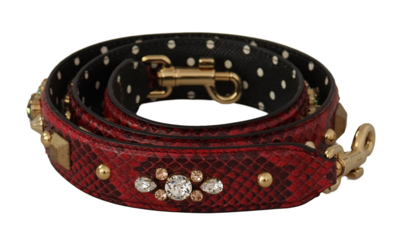 Red Python Leather Crystals Reversible Shoulder Strap-Dolce & Gabbana-LabelTerrace.com