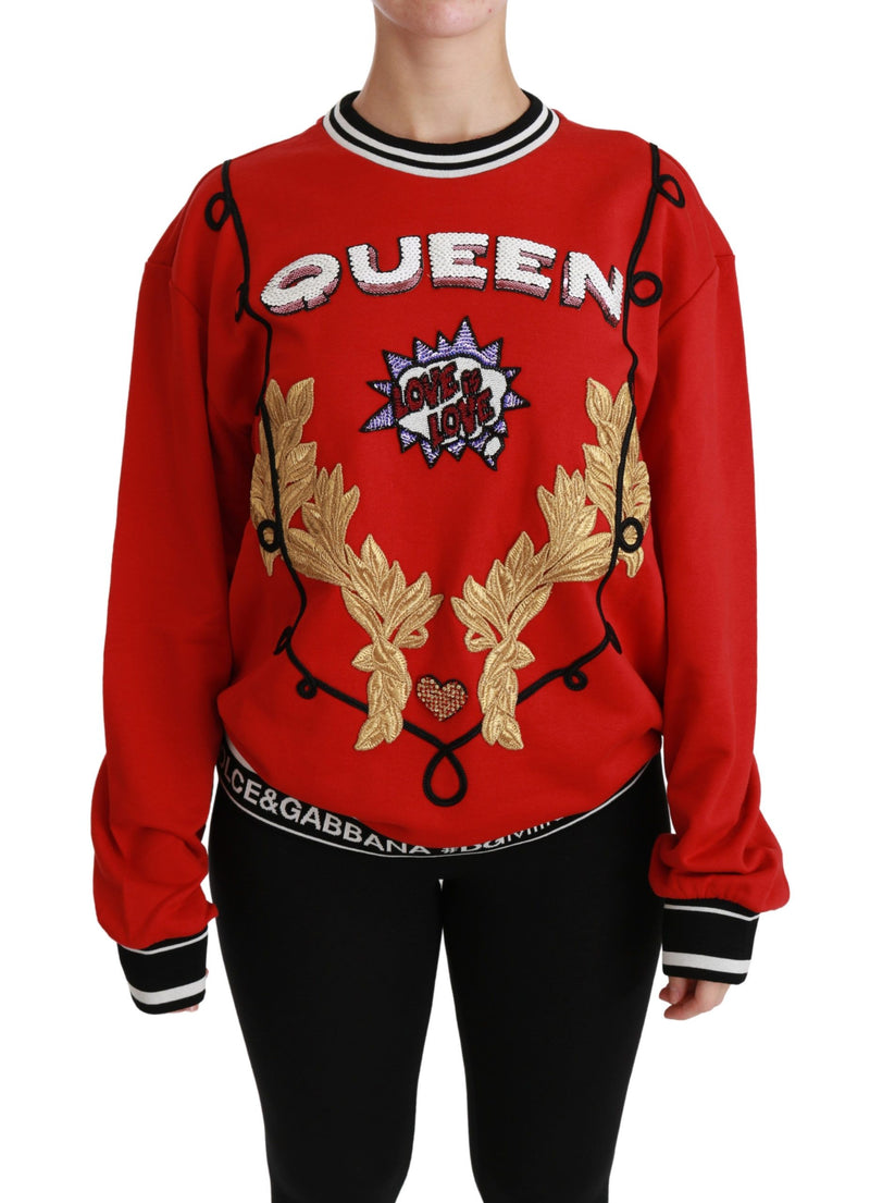 Red Queen Sequined Love Pullover Sweater-Dolce & Gabbana-LabelTerrace.com