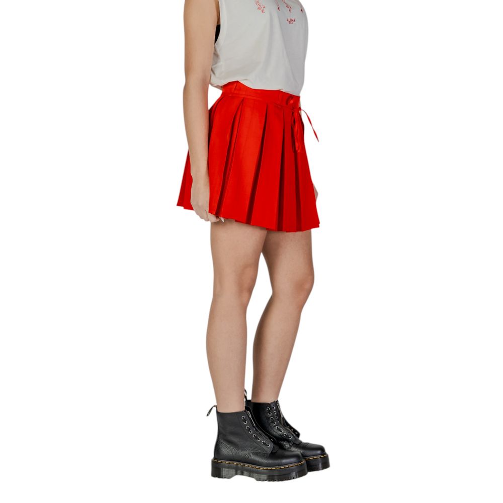 Red Recycled Polyester Mini Skirt