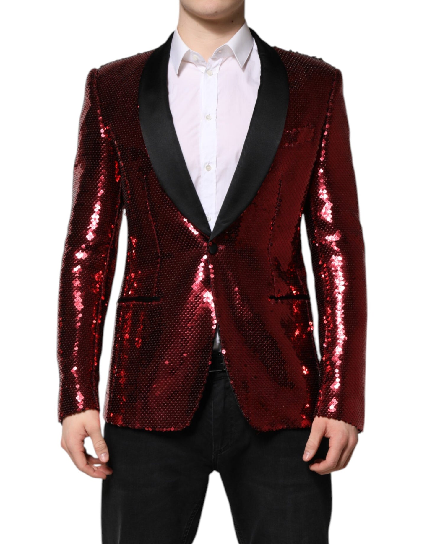 Red SICILIA Sequin Embellish Blazer Jacket-Dolce & Gabbana-LabelTerrace.com