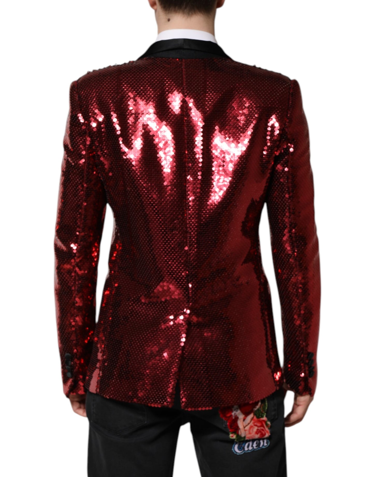 Red SICILIA Sequin Embellish Blazer Jacket-Dolce & Gabbana-LabelTerrace.com