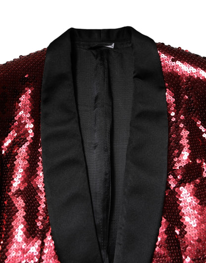Red SICILIA Sequin Embellish Blazer Jacket-Dolce & Gabbana-LabelTerrace.com