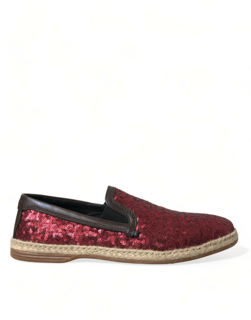Red Sequined Loafers Slippers Men Shoes-Dolce & Gabbana-LabelTerrace.com