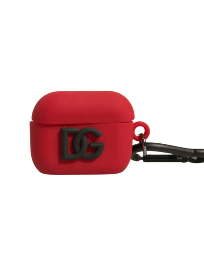Red Silicone Rubber Logo Embossed Airpods Case-Dolce & Gabbana-LabelTerrace.com