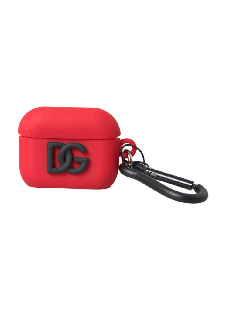 Red Silicone Rubber Logo Embossed Airpods Case-Dolce & Gabbana-LabelTerrace.com