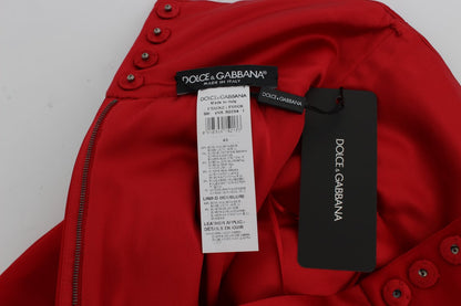 Red Silk Crystal Roses Shorts-Dolce & Gabbana-LabelTerrace.com