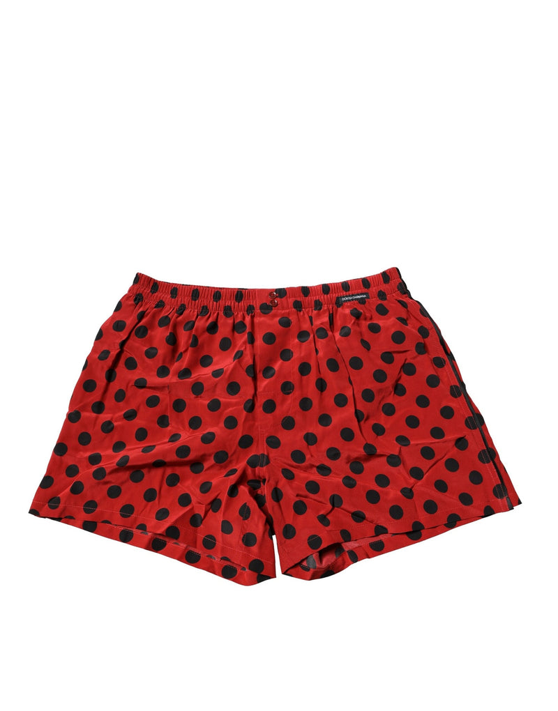 Red Silk Polka Dot Boxer Shorts Underwear-Dolce & Gabbana-LabelTerrace.com