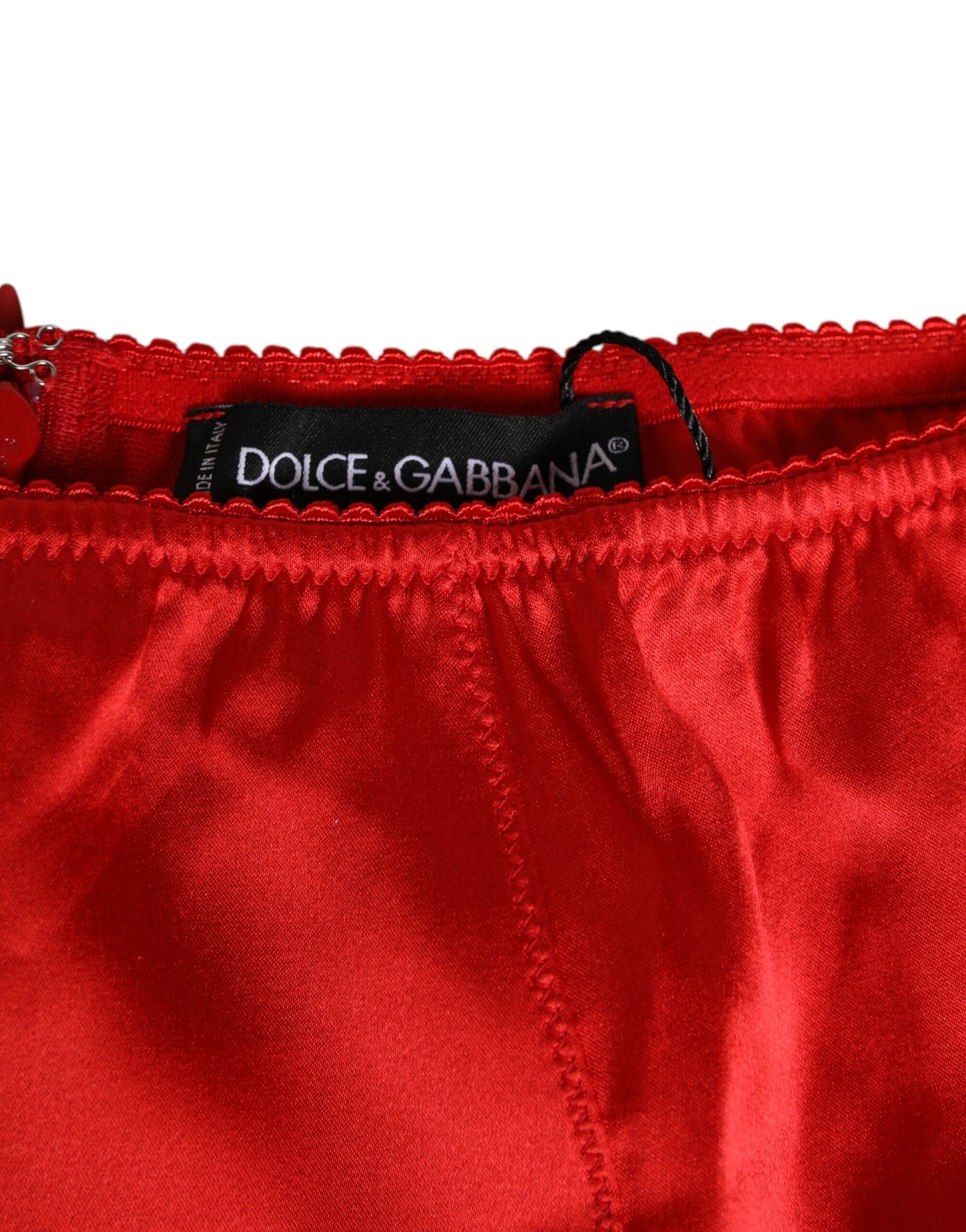 Red Silk Satin High-Waist Briefs Women Underwear-Dolce & Gabbana-LabelTerrace.com
