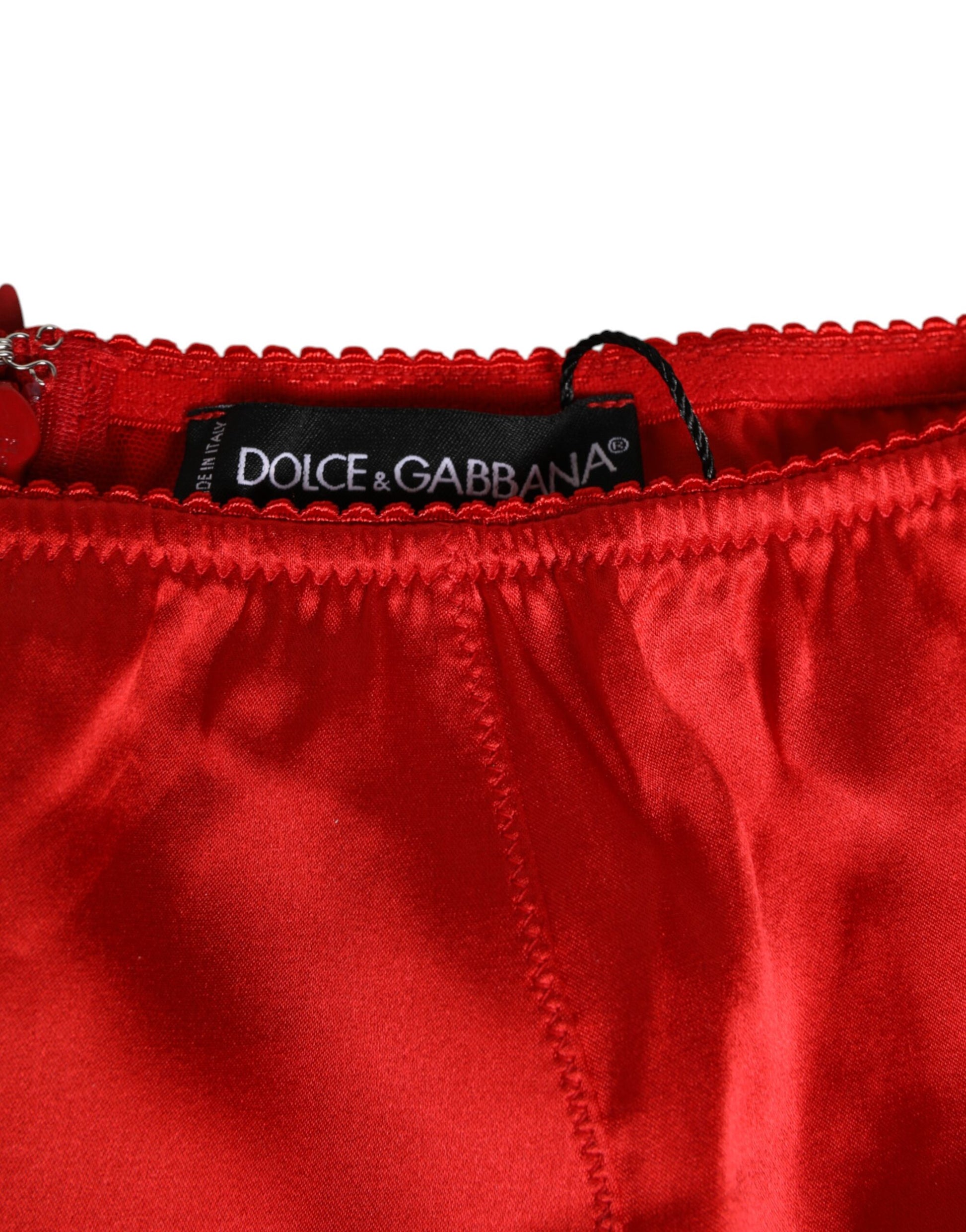 Red Silk Satin High-Waist Briefs Women Underwear-Dolce & Gabbana-LabelTerrace.com