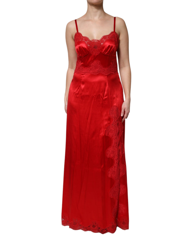 Red Silk Sleeveless Maxi Long Dress-Dolce & Gabbana-LabelTerrace.com